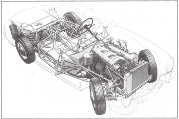 Mercedes 300 SL Cut-away diagram (From Race Car Chassis Design and Construction by Forbes Aird)