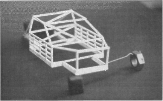 Diagram MOD1. Balsa model of a chassis shown in Herb Adam's book "Chassis Engineering"